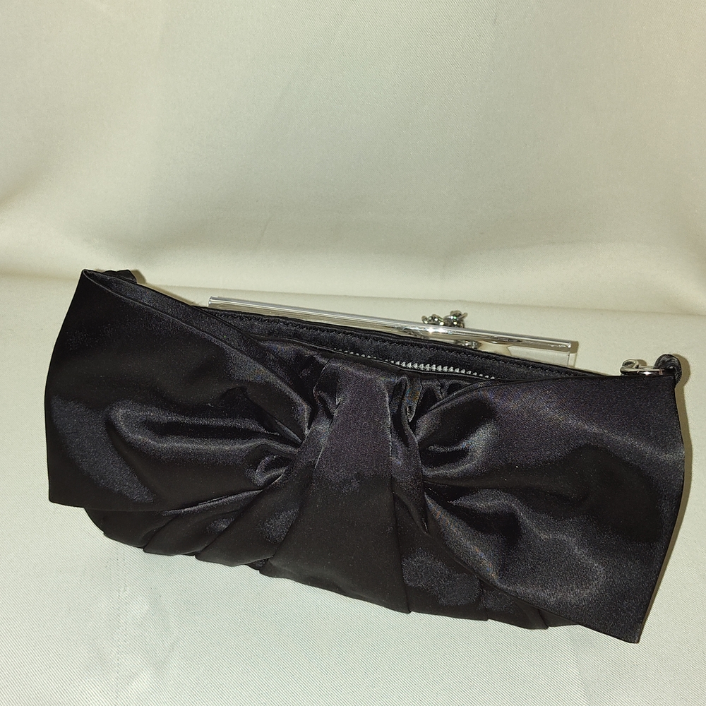 Elegant Black Satin Clutch